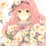  bad_id bad_pixiv_id face flower jewelry komine long_hair lowres megurine_luka pink_hair solo vocaloid 