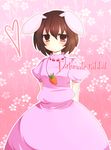  animal_ears bad_id bad_pixiv_id brown_eyes brown_hair bunny_ears carrot dress frown inaba_tewi jewelry kohaku. pendant pink pink_dress short_hair solo touhou 