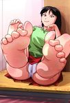  1girl feet femdom green_shirt red_skirt shirt ttl 