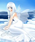  arctic blue_eyes dewgong fins horn ice long_hair mermaid monster_girl personification pokemon water white_hair white_scales 