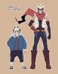  beanie gloves half_mask hat helmet hood hoodie looking_at_viewer multiple_boys papyrus_(undertale) personification redhz sans scarf size_difference smile undertale 