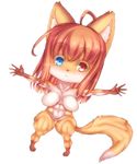  artist_request blue_eyes breasts brown_hair chibi fox furry heterochormia long_hair nude red_eyes 