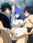  2boys anal areolae bdsm black_hair blue_hair blush bondage bottomless bound breasts crossover cum cum_in_ass double_penetration fairy_tail fucked_silly gray_fullbuster hamrio_musica held_up juvia_loxar large_breasts lexus_(artist) long_hair multiple_boys nipples open_mouth rave_master saliva sex standing_double_penetration tongue_out uncensored vaginal 