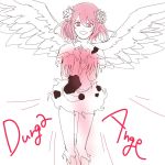  1girl angel_wings durga_angel flower gravity_daze gravity_daze_2 hair_ornament pink_eyes pink_hair short_hair smile star wings 