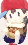  1boy backpack bag black_hair hat mother_(series) ness nintendo short_hair solo 