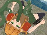  1girl 3d all_the_way_through animated animated_gif armor blonde_hair brown_hair censored dutch_angle green_eyes leggings looking_at_viewer looking_back miniskirt monster nekoken onna_senshi_emily oral outdoors skirt snake solo spitroast tentacle thighhighs vaginal zettai_ryouiki 