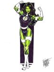  breasts female_superhero green_hair green_skin looking_at_viewer marvel muscles she-hulk thighs 
