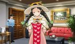  1girl animated animated_gif black_hair blush braids gyakuten_saiban knitting morizumi_shinobu twin_braids twintails 