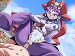  blush censored choker clothed_sex earrings girl_on_top jewelry pirate_hat purple_hair red_eyes risky_boots shantae smile vaginal wayforward 