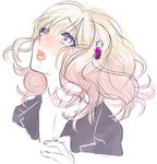  1girl asphyxiation babo110pixiv blonde_hair blush crying diabolik_lovers hair_ornament hairpin hand_on_another&#039;s_neck hand_on_another's_neck komori_yui open_mouth pink_eyes saliva simple_background solo_focus tears white_background 
