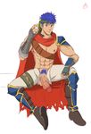  1boy abs accidentalcream bara fire_emblem ike looking_at_viewer male_focus muscle pecs penis solo testicles uncensored undressing 