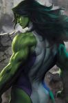  breasts female_superhero green_hair green_skin marvel muscles she-hulk thighs 