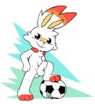  abstract_background anthro ball balls buckteeth erection foreskin fur grass hands_on_hip lagomorph looking_at_viewer male mammal nintendo nude oob penis plaster pok&eacute;mon pok&eacute;mon_(species) pose pubes scorbunny smile soccer_ball solo standing teeth uncut video_games 