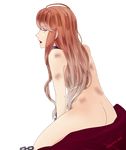  1girl ass beatrix_(diabolik_lovers) blonde_hair blue_eyes bruise chains collar diabolik_lovers dress fangs half-closed_eyes injury long_hair looking_at_viewer nude open_mouth solo 
