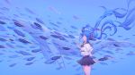  animal blue blue_eyes blue_hair bubbles fish hatsune_miku long_hair pre_(pixiv17194196) seifuku skirt twintails vocaloid 