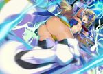  :o akaga_hirotaka anus_peek arm_up armor armpits ass bangs blazblue blonde_hair blue_eyes blurry breasts c-string center_opening chestnut_mouth dutch_angle elbow_gloves electricity floating_hair forehead_protector from_below gloves glowing greaves huge_ass long_hair mecha_musume mechanical_wings motion_blur mu-12 navel neon_trim official_art open_mouth parted_bangs robot_ears small_breasts smoke solo thighhighs thong underboob very_long_hair weapon wings 