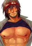  1boy abs angel_beats! bara char_(angel_beats!) facial_hair male_focus muscle nipples pecs shirai_takashi_(oo_ketsu) sweat undressing 