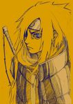  1boy long_hair male_focus monochrome naruto sharingan simple_background solo spot_color uchiha_madara 