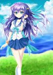  1girl adorasvp1984 aqua_eyes highres long_hair moe2019 original purple_hair school_uniform serafuku 