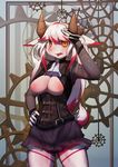  3doss breasts furry long_hair multicolored_hair open_mouth red_hair sheep white_hair yellow_eyes 