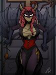  annabelle_primrose anthro big_breasts breasts chiropteran cleavage clothed clothing corset drake-rex dress female grave graveyard lingerie mammal piercing red_eyes solo tattoo 