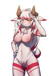  3doss breasts furry long_hair multicolored_hair nude open_mouth pussy red_hair sheep white_hair yellow_eyes 