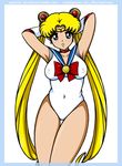  armpits arms_up bishoujo_senshi_sailor_moon erect_nipples leotard s2x thigh_gap tsukino_usagi twintails 