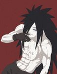  1boy long_hair male_focus monochrome naruto rinnegan simple_background solo uchiha_madara 