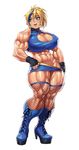  abs biceps birthmark blonde_hair blue_eyes boots breasts extreme_muscles female fingerless_gloves gloves high_heels large_breasts lipstick makeup muscle nail_polish piercing solo speh 