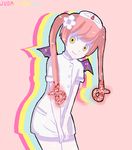  bat_wings ebola-chan flower nurse pink_hair rainbow wings 