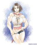  1girl braid brown_hair elee0228 female final_fantasy final_fantasy_x final_fantasy_x-2 heterochromia ichan-desu muscle solo yuna 