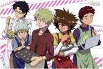  apron baking baking_tray bandai blonde_hair brown_hair chocolate computer cookies digimon digimon_adventure digimon_adventure_tri digimon_adventure_tri. ishida_yamato izumi_koushirou kido_jou laptop multiple_boys official_art takaishi_takeru yagami_taichi 