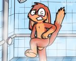  5:4 anthro balls blush digital_media_(artwork) fur hair lagomorph male mammal nude pokefound shower solo standing water wet 