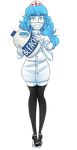  bleach blue_hair cure-chan high_heels long_hair nurse nurse_cap original personification solo surgical_mask thighhighs 