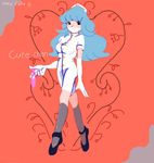  blue_hair cure-chan long_hair nurse nurse_cap surgical_mask walking 