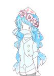  blue_hair cure-chan flower_crown long_hair nurse nurse_cap original personification solo surgical_mask 
