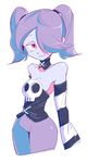 1girl bare_shoulders detached_collar detached_sleeves dress hair_over_one_eye inarou_(rakugakiproject) skull skullgirls solo squigly_(skullgirls) stitched_mouth twintails zombie 
