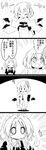  2girls 4koma ? ^_^ absurdres apron bag bat_wings blush blush_stickers bow braid closed_eyes comic commentary fang flapping flower futa_(nabezoko) greyscale hair_flower hair_ornament hatsumoude heart highres izayoi_sakuya japanese_clothes juliet_sleeves kimono long_sleeves maid maid_apron maid_headdress monochrome multiple_girls o_o obi puffy_sleeves remilia_scarlet sandals sash shichi-go-san short_hair simple_background sleeves_past_wrists standing standing_on_one_leg thumbs_up touhou translated twin_braids wide_sleeves wings wrist_cuffs |_| 