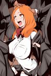  1girl bleach breasts female group_sex highres inoue_orihime male maxi orange_hair school_uniform 