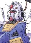  ammunition beam_saber close-up commentary gundam mecha mobile_suit_gundam no_humans open_hatch robot rx-78-2 s.shimizu science_fiction solo v-fin white_background yellow_eyes 