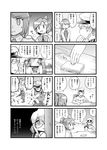  3girls admiral_(kantai_collection) akigumo_(kantai_collection) comic commentary_request futatsuki_hisame glasses greyscale highres kantai_collection kazagumo_(kantai_collection) long_hair makigumo_(kantai_collection) monochrome multiple_girls open_mouth playing_games ponytail school_uniform sleeves_past_wrists translation_request 