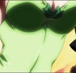  1girl animated animated_gif bounce bouncing_breasts breasts brown_hair cleavage edited large_breasts mitsuki_sohara sora_no_otoshimono 