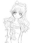  1girl breasts claire_bennett dress flower long_hair monochrome ribbon smile tales_of_(series) tales_of_rebirth 