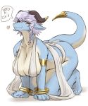  &lt;3 all_fours anthro big_breasts bracelet breasts dragon female jewelry looking_at_viewer nakamula nere scalie smile solo thick_tail thick_thighs 