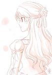  1girl breasts claire_bennett dress flower long_hair monochrome ribbon smile tales_of_(series) tales_of_rebirth 