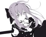  1girl gloves hiiragi_shinoa monochrome owari_no_seraph purple_eyes purple_hair 