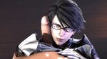  1girl 3d animated animated_gif bayonetta bayonetta_(character) bayonetta_2 black_hair glasses highres jewelry lipstick makeup penis penis_on_face pov sega short_hair source_filmmaker tsarchasm uncensored 