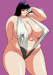  1girl black_hair breasts copyright_request gigantic_breasts obese penguindou silver_eyes 