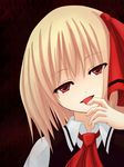  blonde_hair finger_licking licking necktie red_eyes rumia shuugetsu_karasu solo touhou 