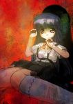  bad_id bad_pixiv_id black_hair furude_rika higurashi_no_naku_koro_ni long_hair okayu_(crosspoint) perspective red_eyes solo suspenders 